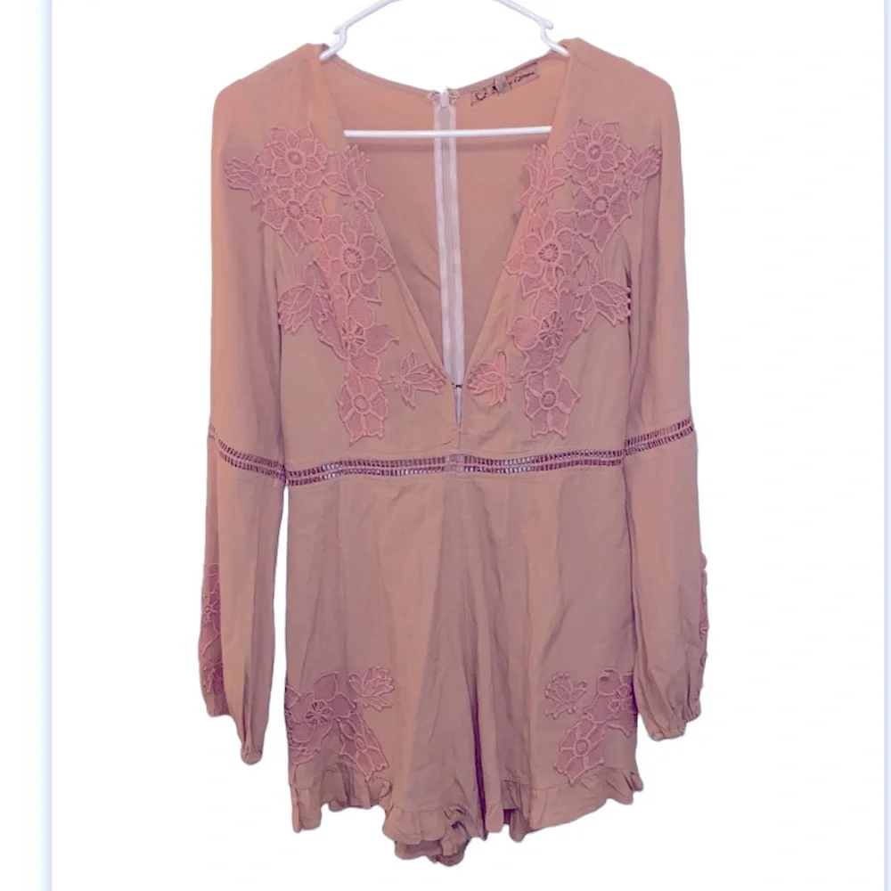 For Love And Lemons Pink Lace Romper - Picture 4 of 10